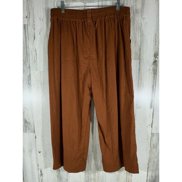 Cabi Cruise Crop Pants Size Large (33x24) Sienna Brown Wide Leg Linen Blend 6478 - Picture 4 of 12